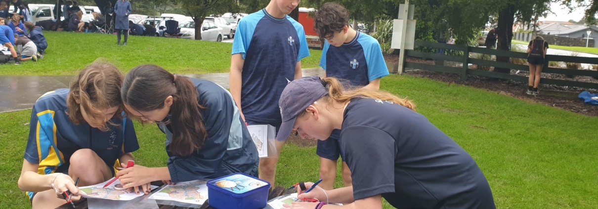 Sancta Maria College students plot their routes before they move out.