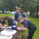 Sancta Maria College students plot their routes before they move out.