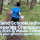 A person runs through a forest. Superimposed on top of the image are the words Auckland Schools Individual Orienteering Championships, 22 May 2025 @ Waiuku Forest North, enter via your school's sports coordinator